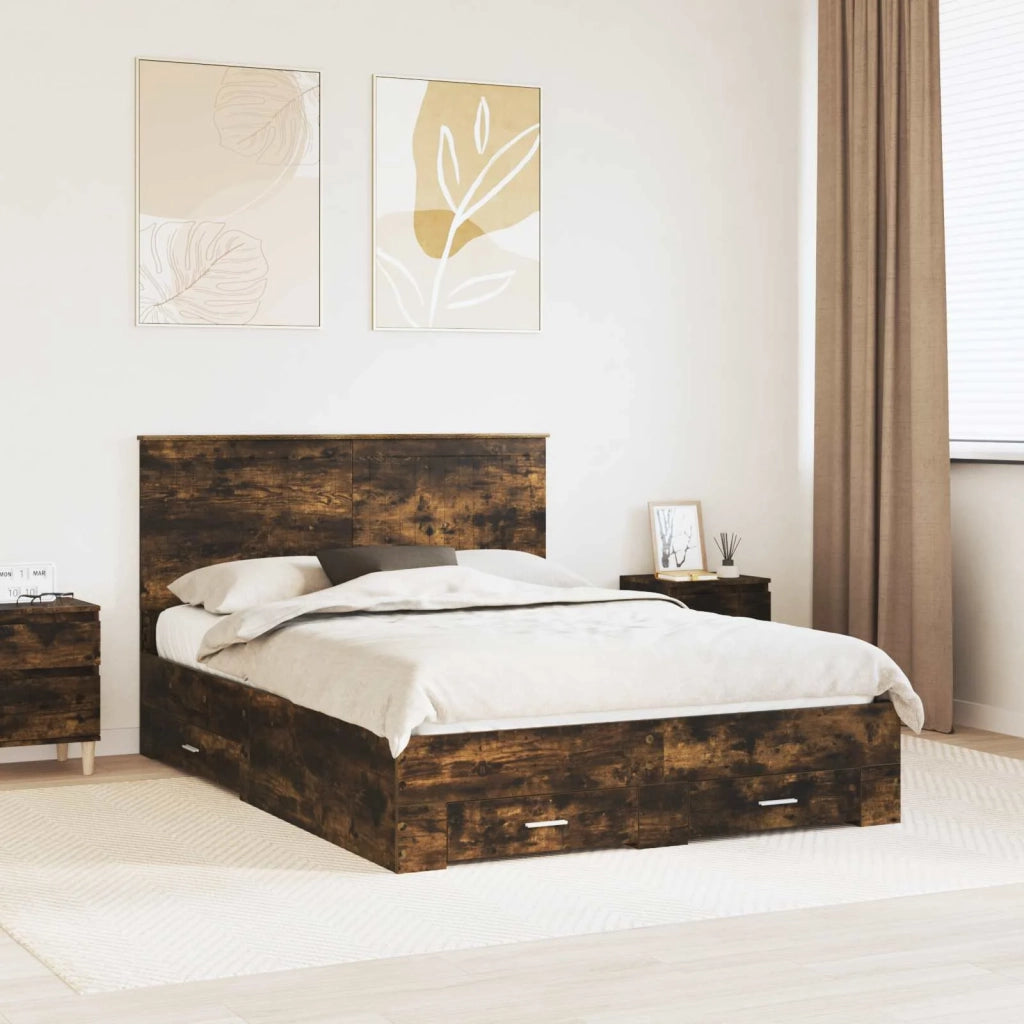 Struttura del letto Rovere fumé 135 x 190 cm Legno multistrato 3411318