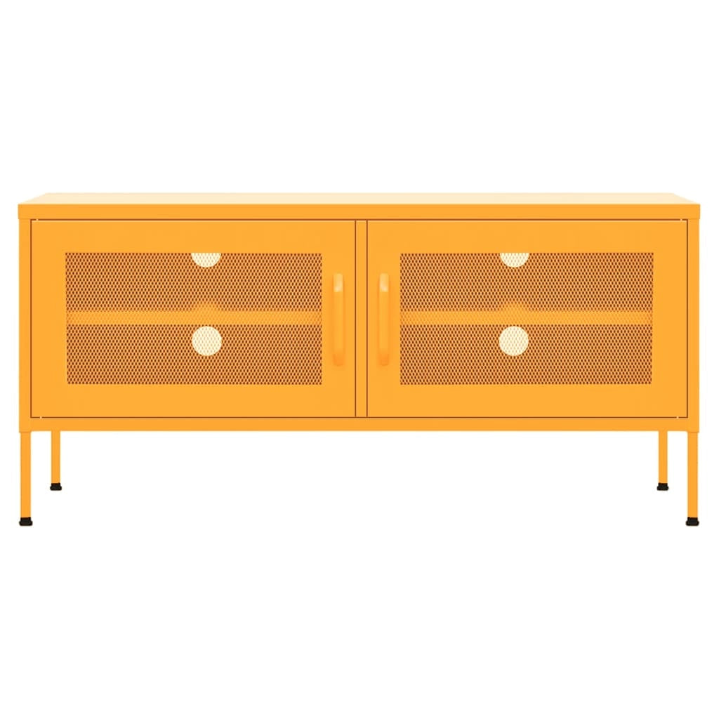 Mobile TV multimediale scaffale TV credenza TV sala da pranzo soggiorno camera da letto giallo senape 105 x 35 x 50 cm acciaio giallo 02_0027659