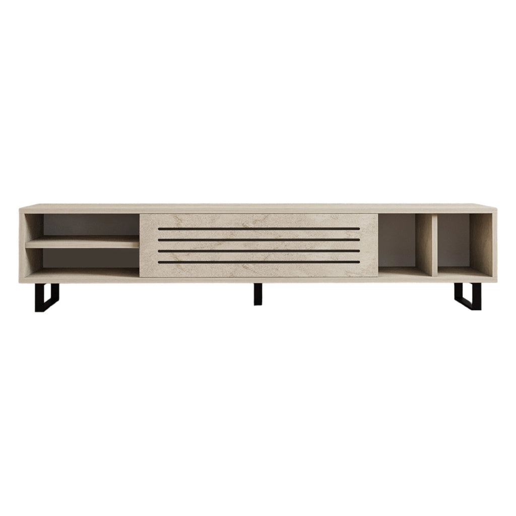 Sovico, Mobile Porta tv un Ripiano, 160x40x35h cm Beige Marmo