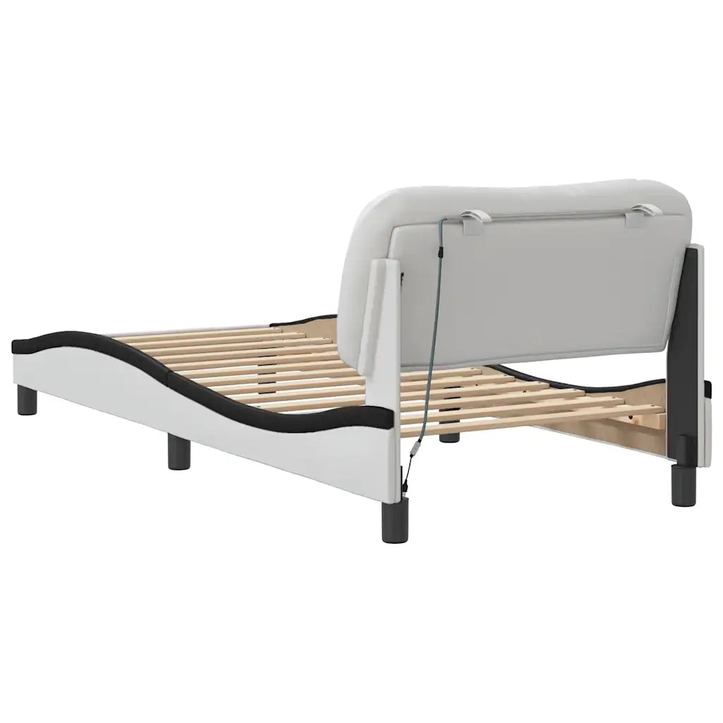 Giroletto con LED senza Materasso-Struttura Letto Hvar Bianco e Nero 90x200 cm