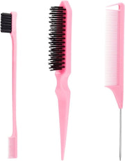 Set di 3 Borsetti per Capelli Bambino - Adatti per Capelli Fini e Ricci, Senza Danneggiare e per Creare Volume - Spazzola Multifunzionale con Denti Sottili, Adatta per Donne e Bambini (Rosso)