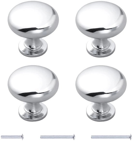 Maniglie a pomo 22 mm - Maniglie per mobili - Raccordo a zinco - 4 pezzi - Progetto elegante - Robusto e resistente ai graffi