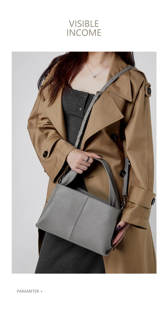 Borsa da donna in vera pelle grigia