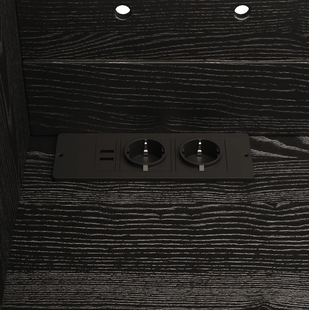 Mobile alto da cucina 120 cm con LED RGB, prese e porte USB nero HAVRYA