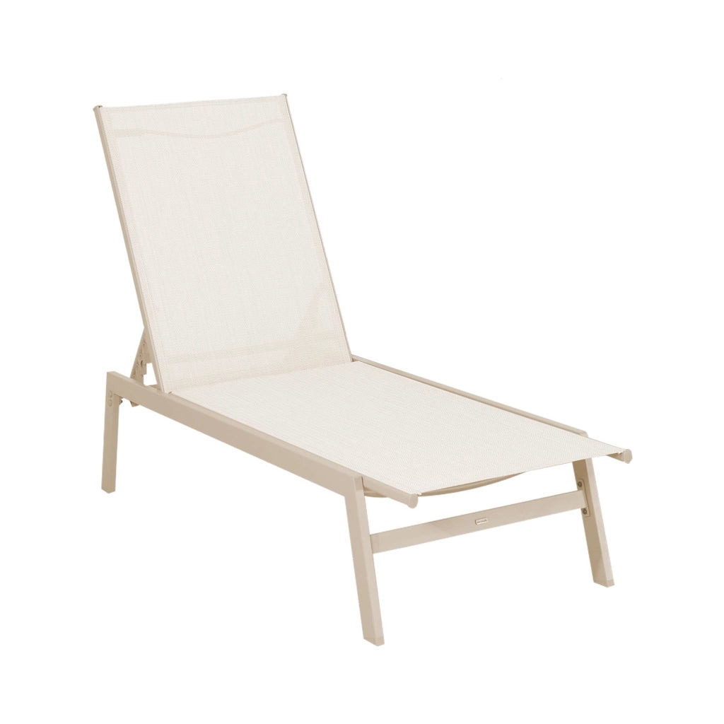 Set 2 lettini prendisole in acciaio multiposizione, beige