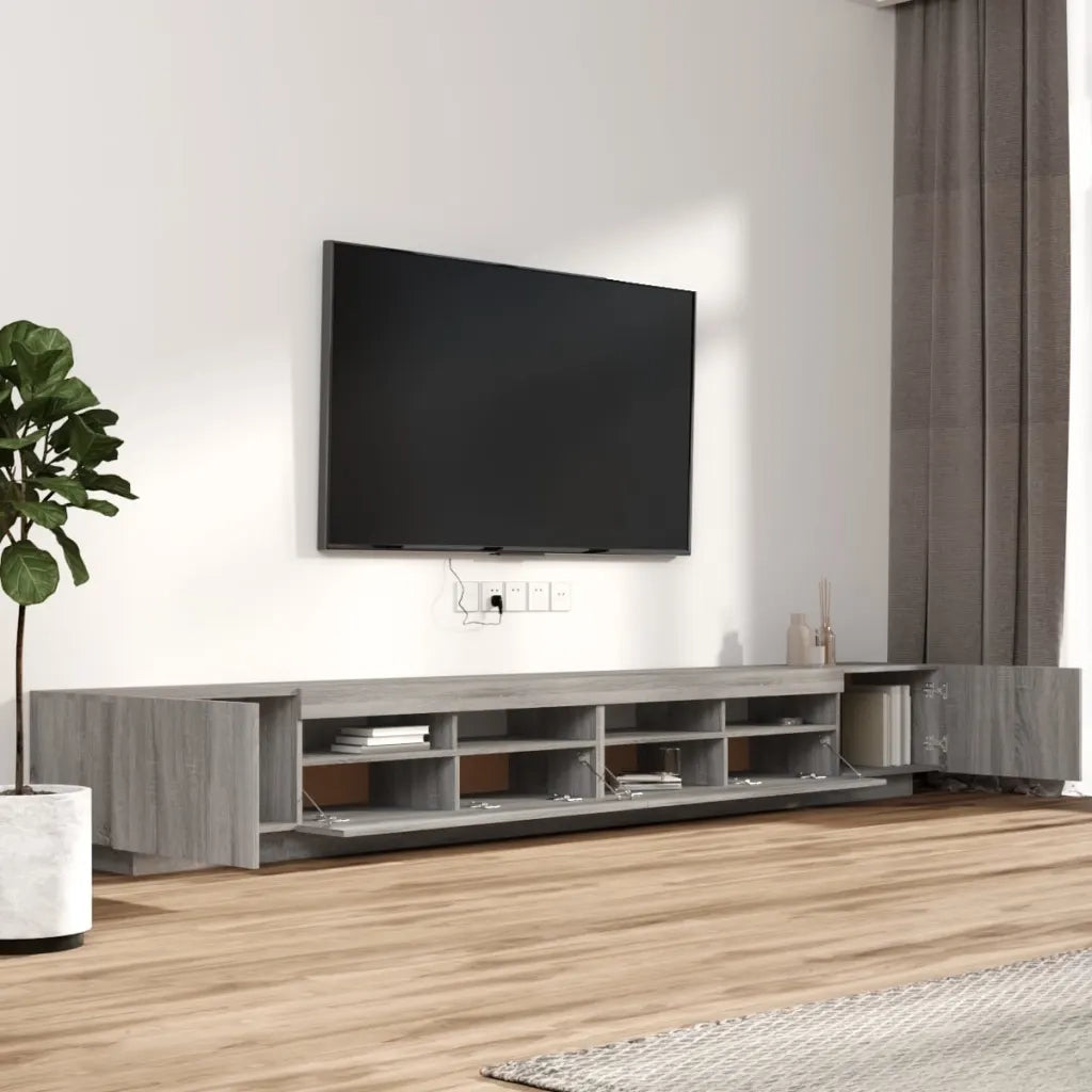 Set Mobili TV 3 pz con Luci LED Grigio Sonoma Legno Multistrato 3120177