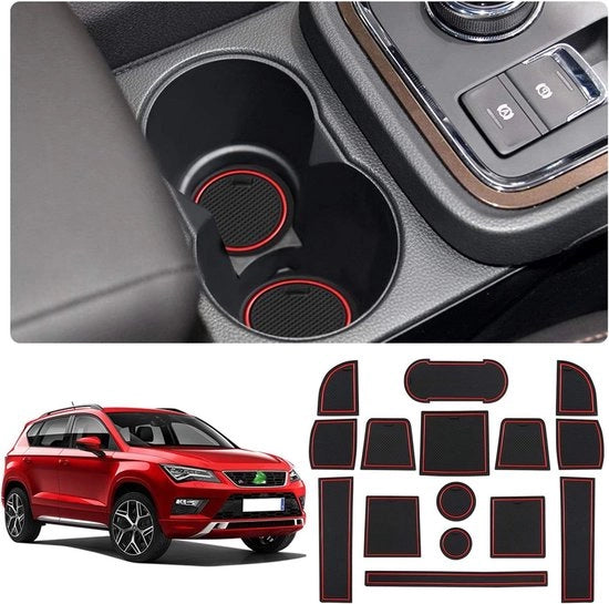 Materassini in gomma per SUV Ateca 2017-2021 - Materassini antiscivolo per cassetto portaoggetti centrale - Accessori interni di ricambio per auto (non per Seat Ateca FR) Materassino antiscivolo