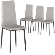 Set 4 Sedie da Pranzo Imbottite in Ecopelle con Schienale Alto e Gambe in Metallo ¨C Minimal ¨C Grigio 41x50x97 cm