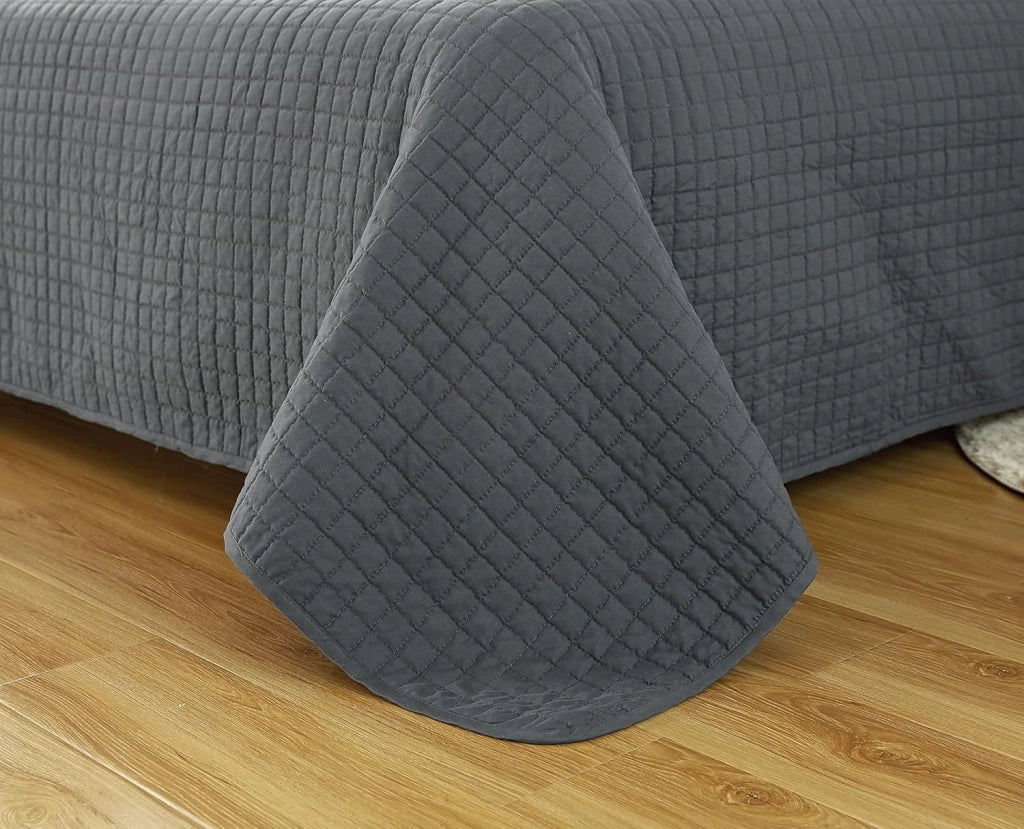 Trapuntino Matrimoniale Trapunta Singolo Copriletto Trapuntato Double Face Reversibile Moderno Grigio+Beige 240x260 cm 2 Pezzi