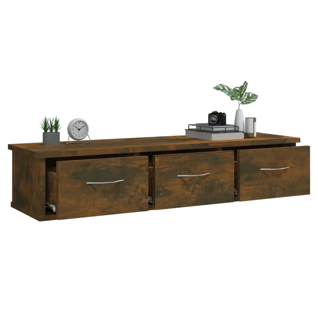 Mobile a Parete Rovere Fumo 88x26x18,5 cm in Legno Multistrato 815081