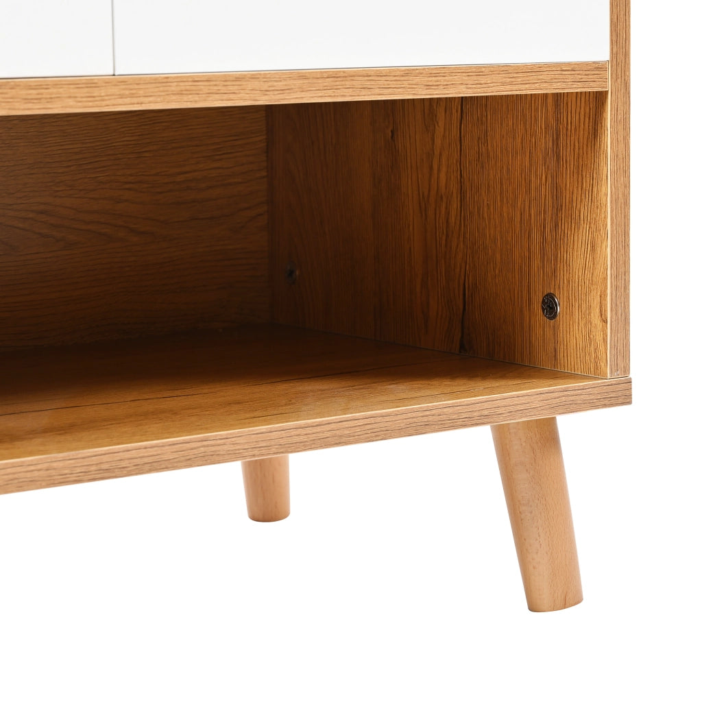 SCARPIERA con ripiani regolabili 90x35x99 cm bianco e naturale