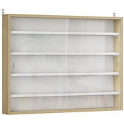Bacheca Vetrina a Muro con 4 Ripiani Regolabili 80x9.5x60cm Bianco e Legno