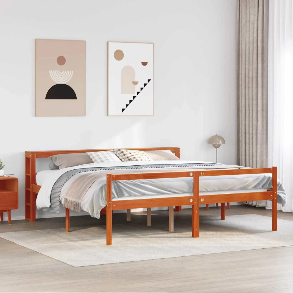 Struttura del letto 2 pcs Marrone cerato Legno di Pino Massello