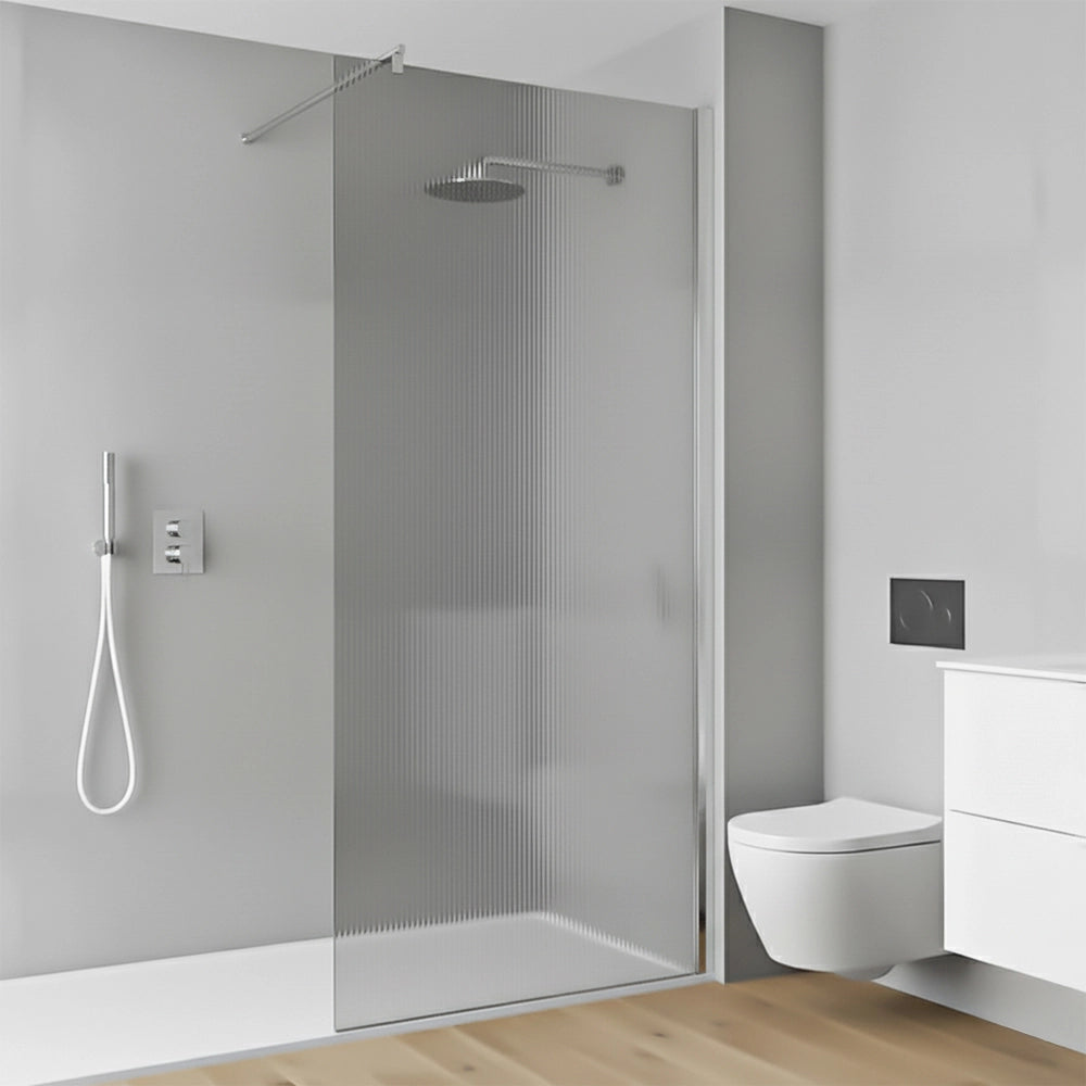Box doccia walk-in 100cm in vetro temperato cannettato e profilo cromo Klug