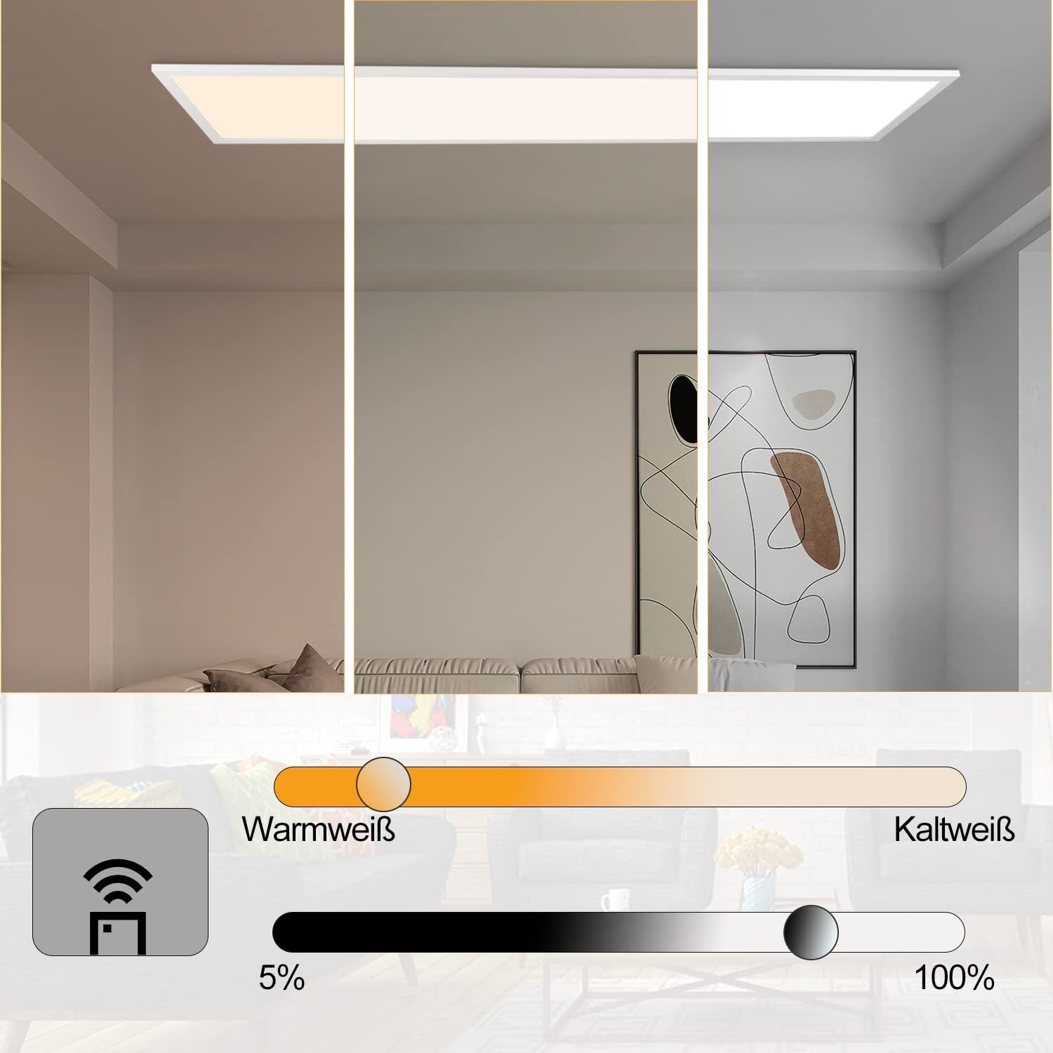 ZMH Lampada da soffitto LED di design da 120 cm con dimmer e telecomando per illuminazione interna