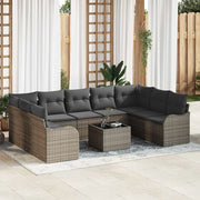 Set Divano da Giardino con cuscino 10 pcs Grigio Poly Rattan 3354538