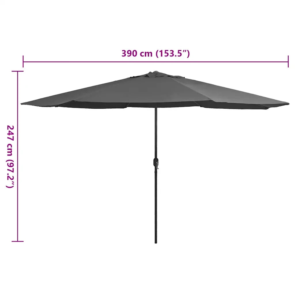 Ombrello | Parasolne da Giardino con Palo in Metallo 390 cm Antracite
