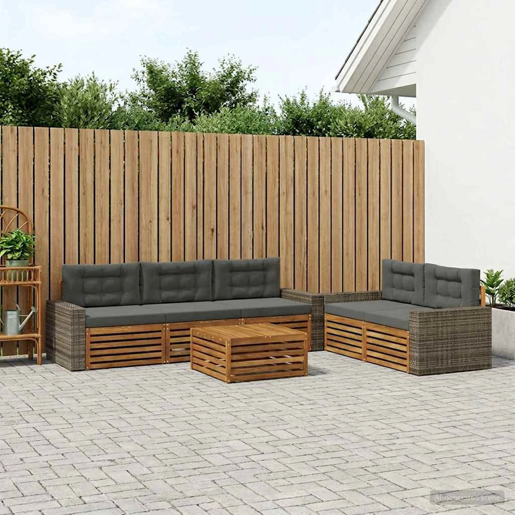 Set di divani da esterno 6 pz Naturale e Antracite 3383040