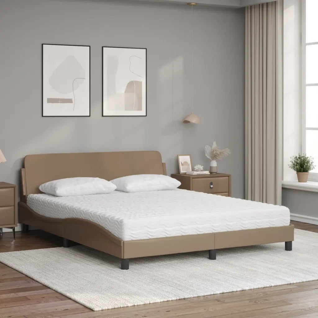 Letto con Materasso Dover Cappuccino 160x200cm Similpelle