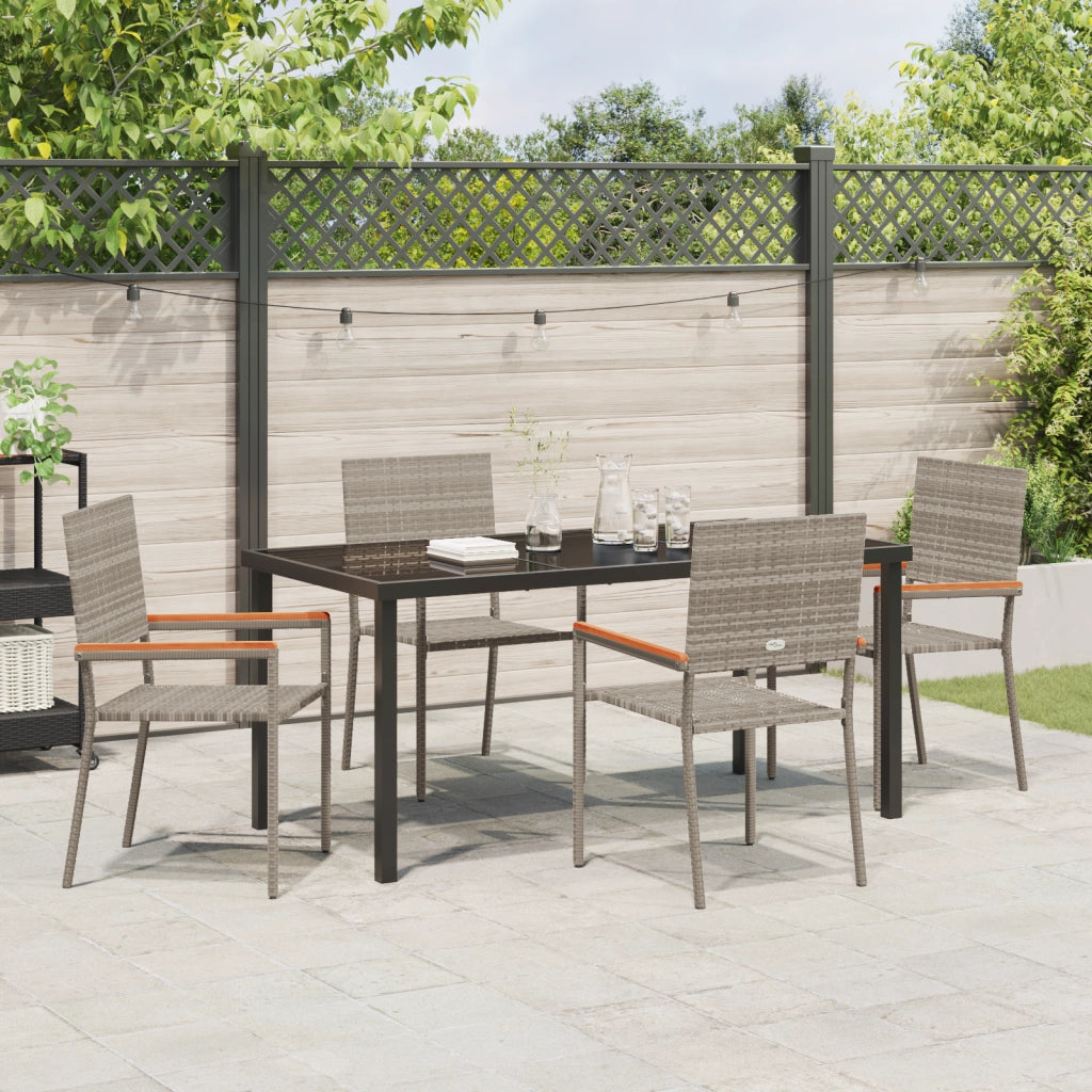 Set da Pranzo Giardino 5 Pezzi Grigio in Rattan PE