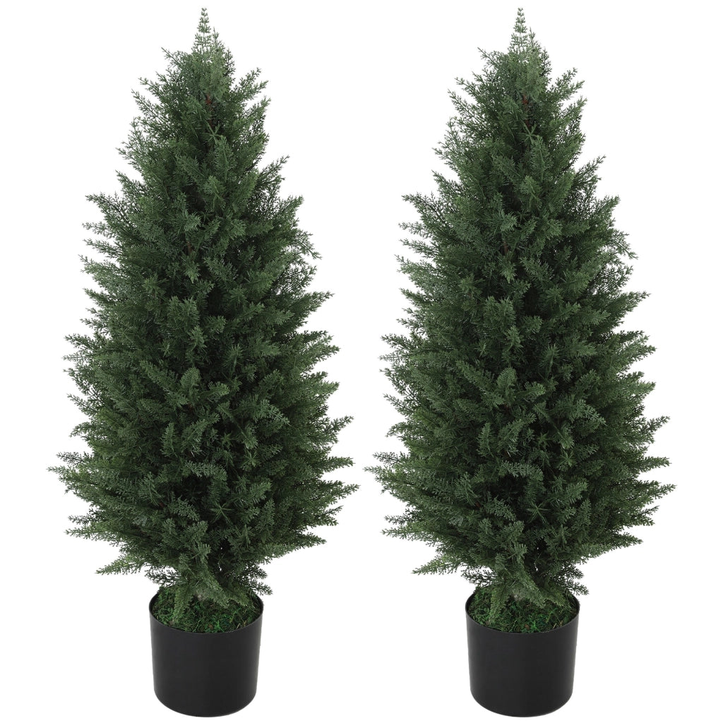 Set 2 Alberi Cipresso Artificiali con Vaso ¨C Zephmum ¨C Verde 90 cm