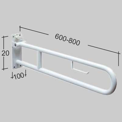 BARRA DI SOSTEGNO RIBALTABILE CON PORTA CARTA IGIENICA  83 cm     MADE IN ITALY