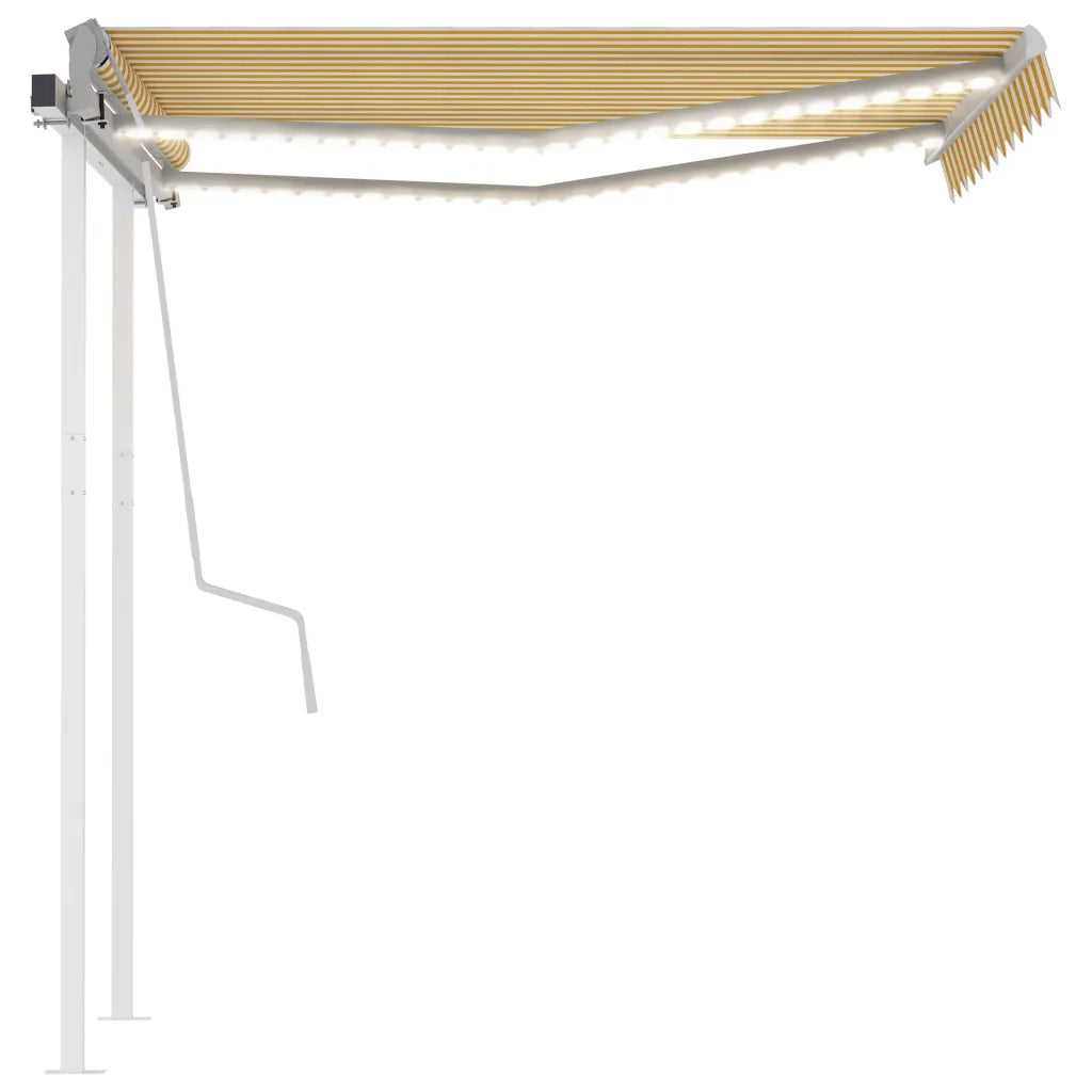 Tenda da Sole Retrattile Manuale con LED 3x2,5m Gialla Bianca 3069903
