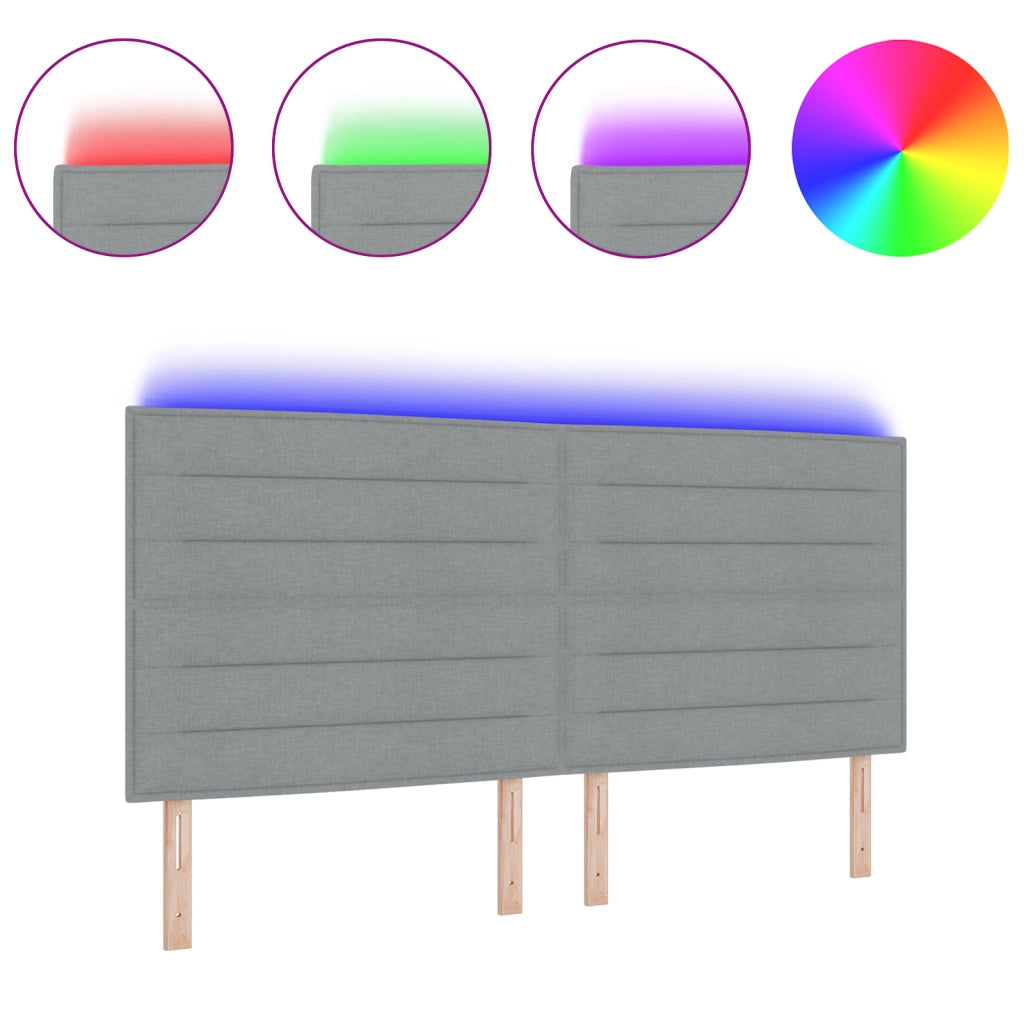 Testata LED Design Linee Grigio Chiaro 200 cm Tessuto