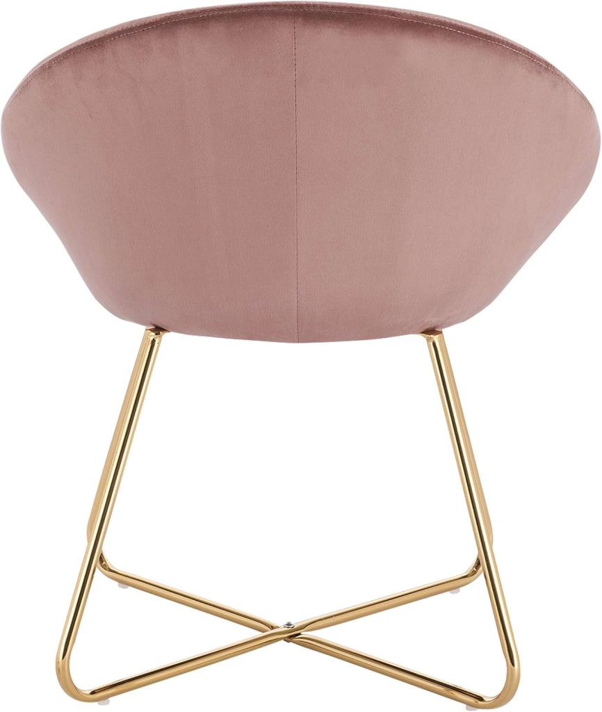 1x Sedie sala da pranzo Sedie cucina moderne poltrona, Adatte per Sala pranzo Soggiorno, Camera da Letto, Schienale, Tessuto di velluto, Oro Metallo, Rosa BH217rs-1