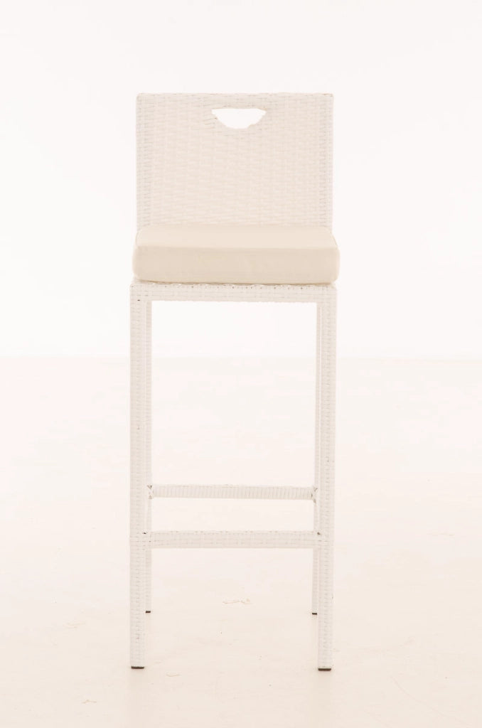 Sgabello Outdoor In Polirattan Mari bianco crema,bianco