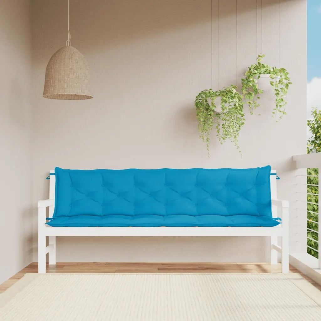 Cuscini per Panca 2 pz-Set di 2 Cuscini per panchina Azzurri 200x50x7 cm in Tessuto Oxford