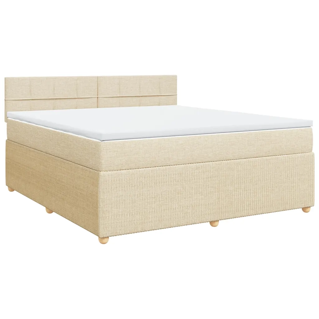 Giroletto a Molle con Materasso Crema 180x200 cm in Tessuto