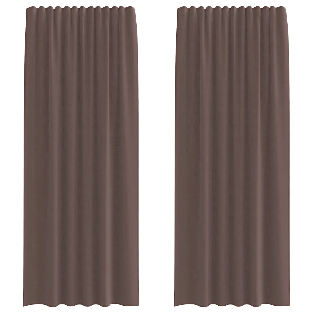 Tende in Voile con Linguetta 2 pz Marrone 4102264