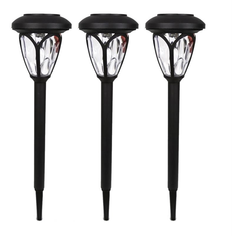 HIGH-TECH SET DI 3 LAMPADE SOLARI TONDE 10 X 40 CM COLORE NERO