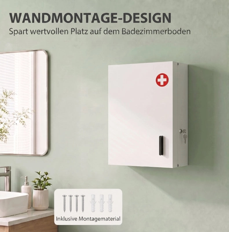 Armadio da bagno chiudibile con 6 ripiani, armadietto porta medicine in acciaio 40x18x60 cm