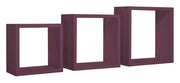 Set 3 Mensole da Parete Cubo in Fibra di Legno Incubo Viola Melanzana