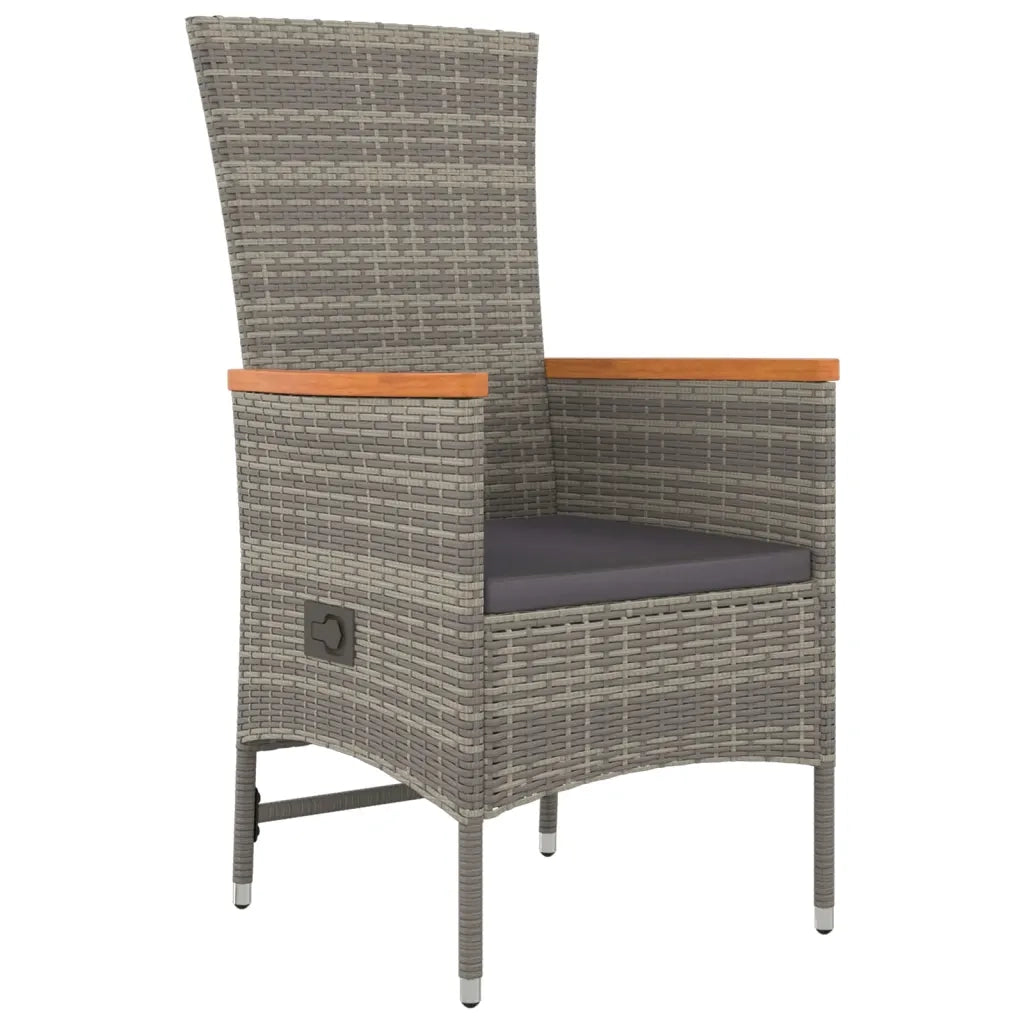 Set da Pranzo da Giardino 3 pz | Set Salotto da Giardino con Cuscini in Polyrattan Grigio