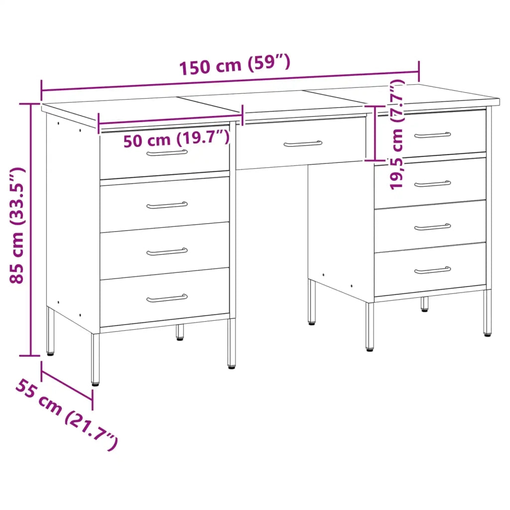 Mobile da lavoro 3 pcs Nero Legno ingegnerizzato e acciaio 3321376