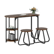 Tavolo e sedie-Set pranzo industriale 3 pz tavolo cucina legno 2 sgabelli ripiani portaoggetti-Set salvaspazio appartamenti cucina soggiorno mobili