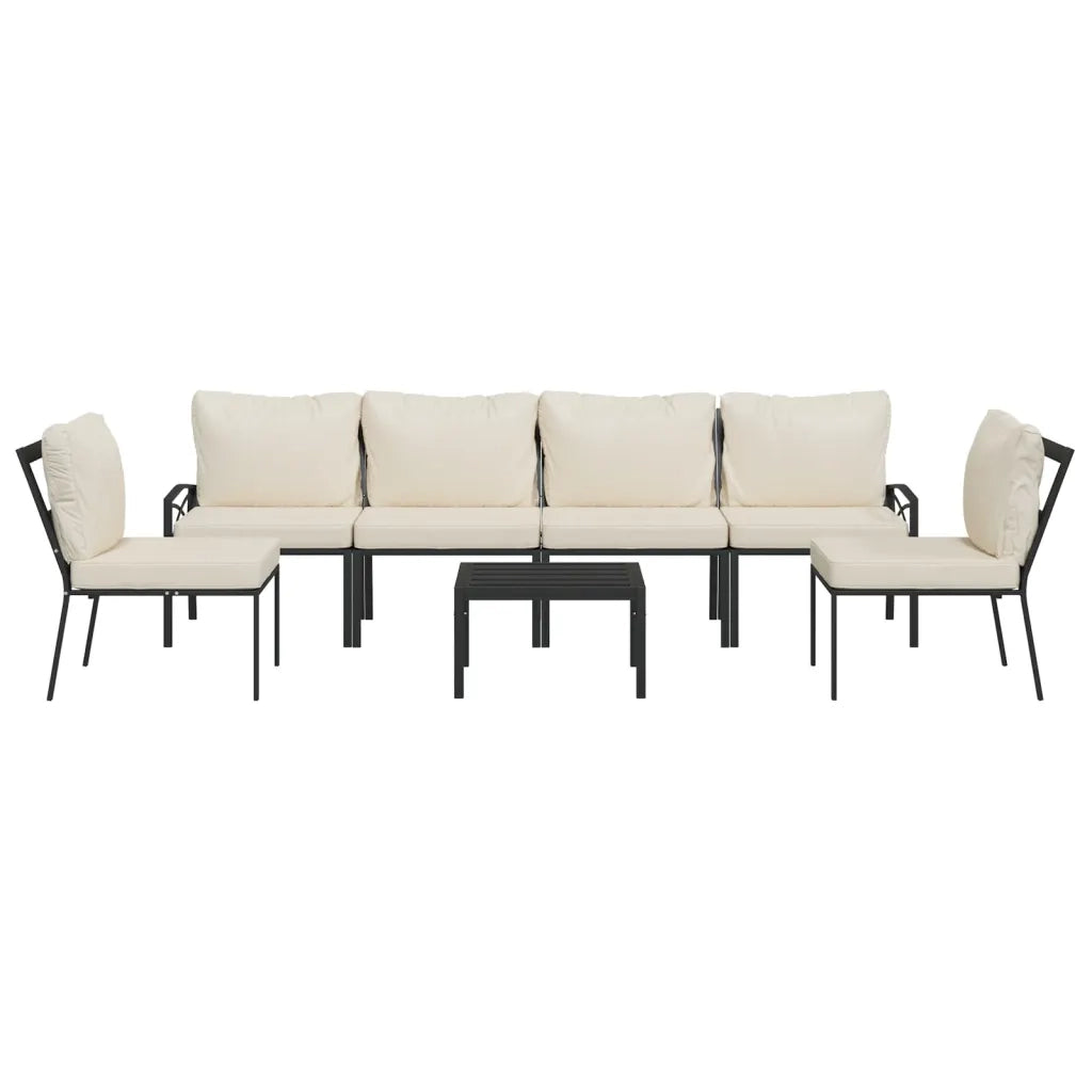 Set Salotto da Giardino 7pz con Cuscini Sabbia in Acciaio