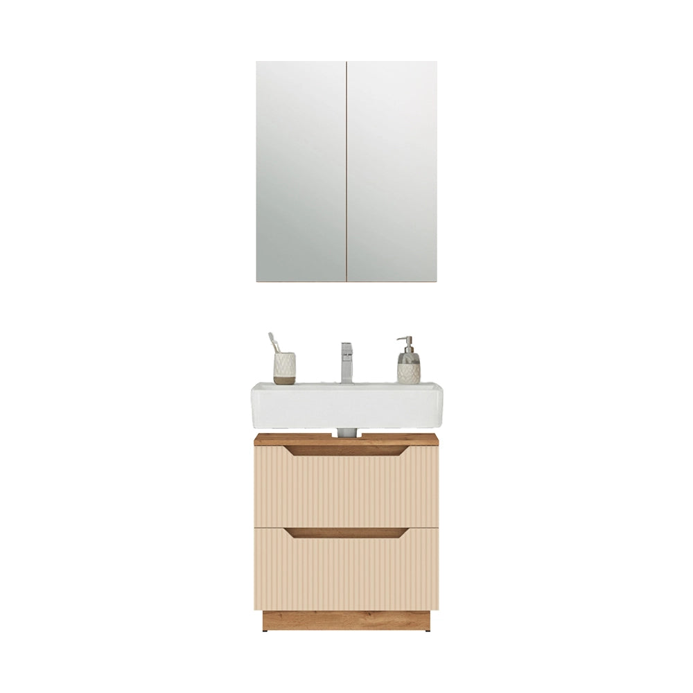 Vicco Set di mobili da bagno Rovere/cashmere a righe 2 parti