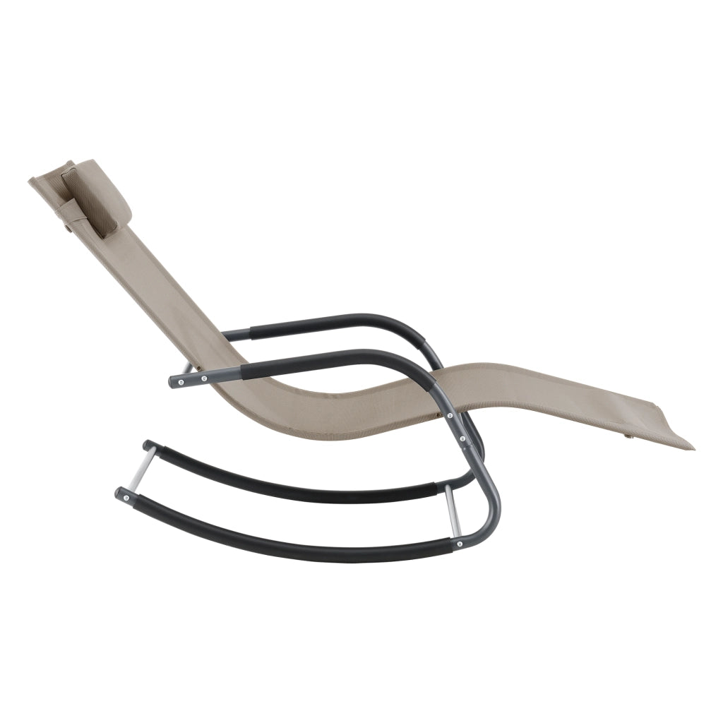 Set Caracena di 2 Sedie Sdraio a Dondolo da Giardino 147 x 63 x 89 cm - Beige [en.casa]