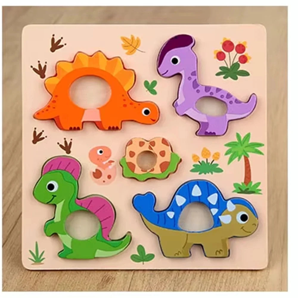 Trade Shop - Puzzle A Incastro Tema Dinosauri Gioco In Legno Per Bambini Educativo 2 Modelli 32344 -