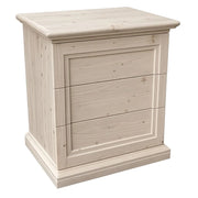 Comodino classico 3 cassetti legno massello abete grezzo 55x39x64 (3359) - Mobili 2G