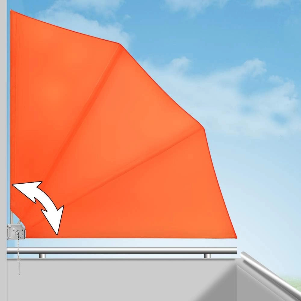 Tenda a Ventaglio da Balcone Pieghevole con Supporto 140x140cm Frangivento Privacy Terrazza Tenda Laterale