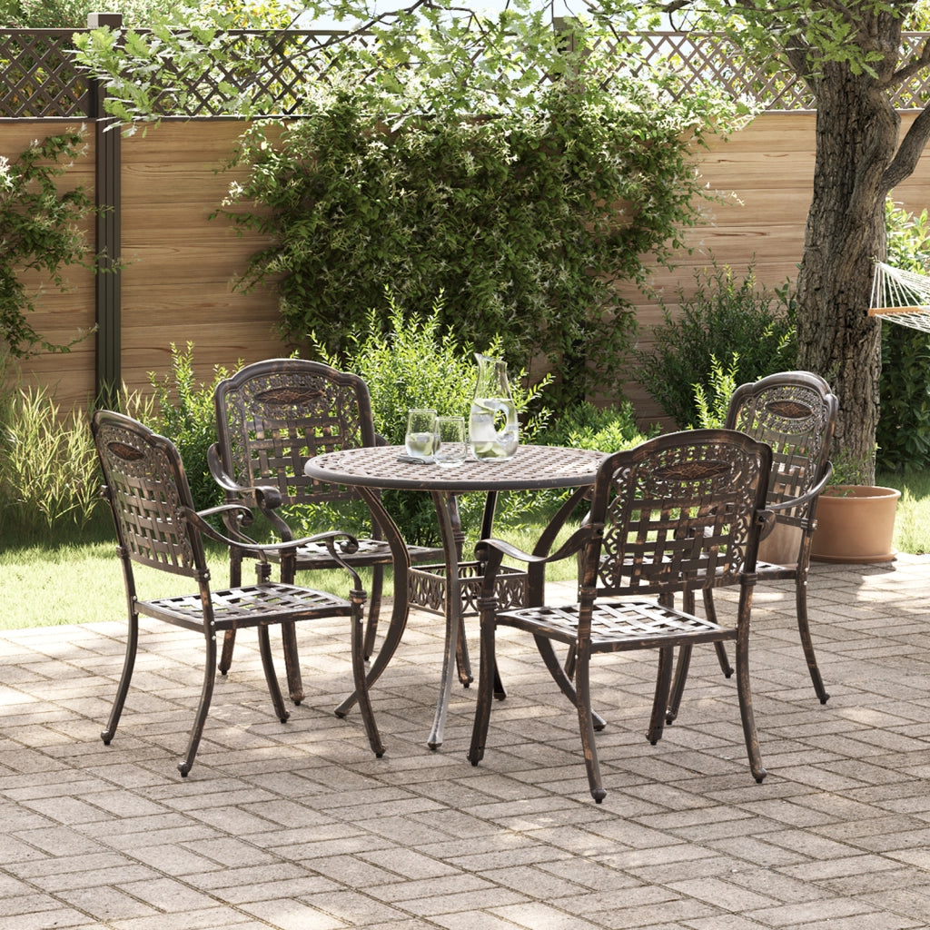 Set da Pranzo da Giardino 5 Pezzi in Alluminio Fuso Bronzo