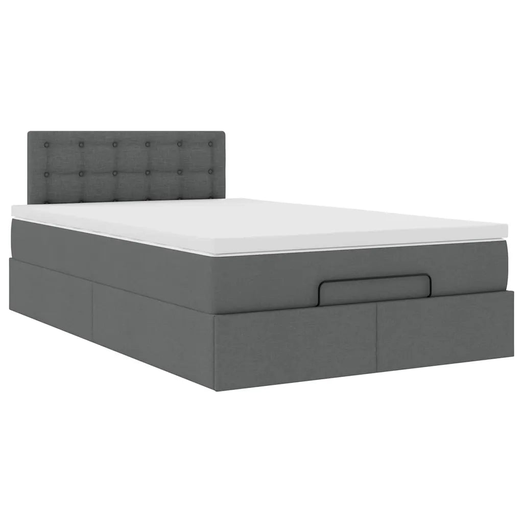 Pouf Letto con Materasso e LED Grigio Scuro 120x200 cm Tessuto