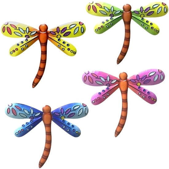 Decorazione di Giardino Metallica con Libellula Viva - Decorazione per Muro Esterno - Decorazione per Giardino - Decorazione per Cancello - Ornamento per Porta - Ideale come Regalo