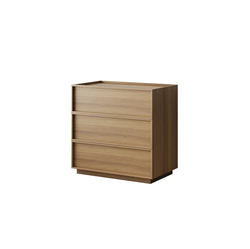 Cassettiera 80x48x78 cm con 3 cassetti; guide in metallo e sistema anti-ribaltamento; MDF e truciolare; naturale