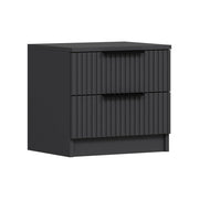 Meranti, Comodino 2 Cassetti, 50x40x47h cm Nero Antracite